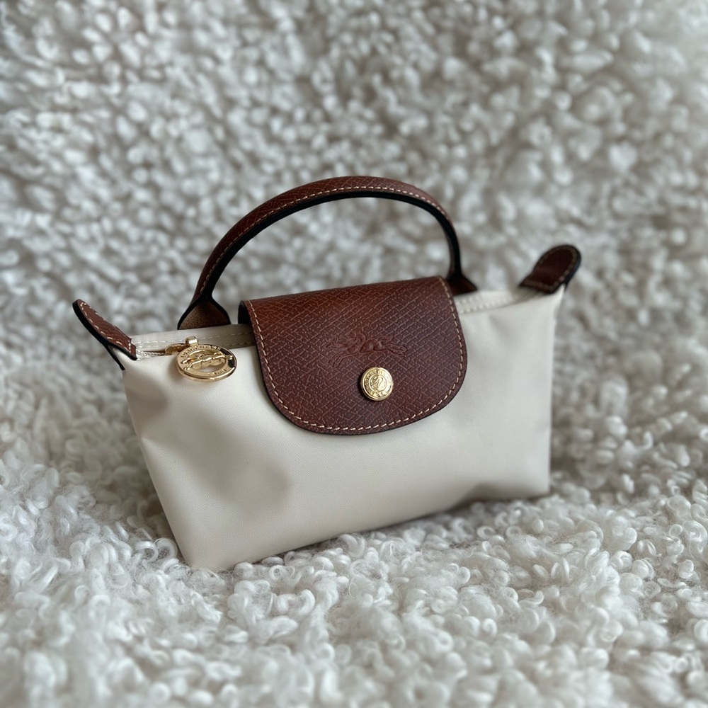 🐈 ☁️🍑Authentic Longchamp LE PLIAGE ORIGINAL POUCH WITH HANDLE - paper colour🍑☁️🐈 - Picture 3 of 17